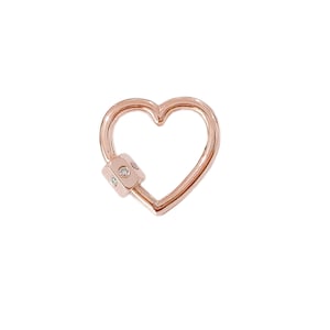 May include: Rose gold heart-shaped charm with a small, square, diamond-encrusted toggle clasp.