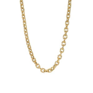 Thick Rustic Oval Link 14K Solid Gold Italian Chain Link Necklace, Small Link (Layering Chain Necklace Great for Charms & Everyday Wear)
