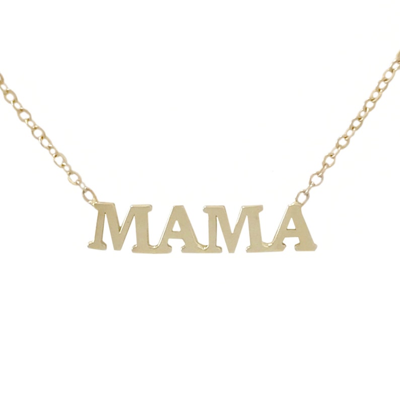 14K Solid Gold MAMA Necklace 'Mama' | Etsy