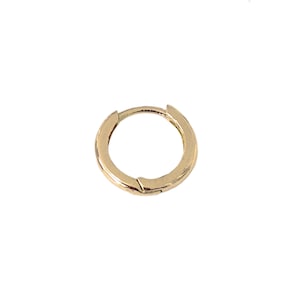 9mm (3/8") Small Size Huggie Hinged 14K Solid Gold Hoop SINGLE Earring (Cartilage Cuff, Daith, Helix, Rook, Nose Septum, Tragus Piercings)