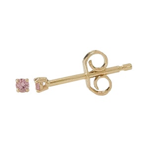 1mm Pink Sapphire 14K Solid Gold 4 Prong Solitaire Stud Earring {Single or Pair of Studs w Push or Screw Back ~ Natural Real Sapphires}