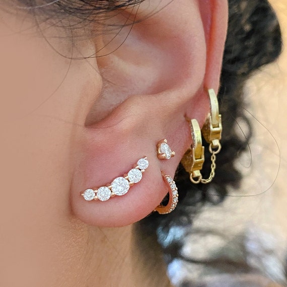 14k Curved Diamond Cluster Helix Piercing