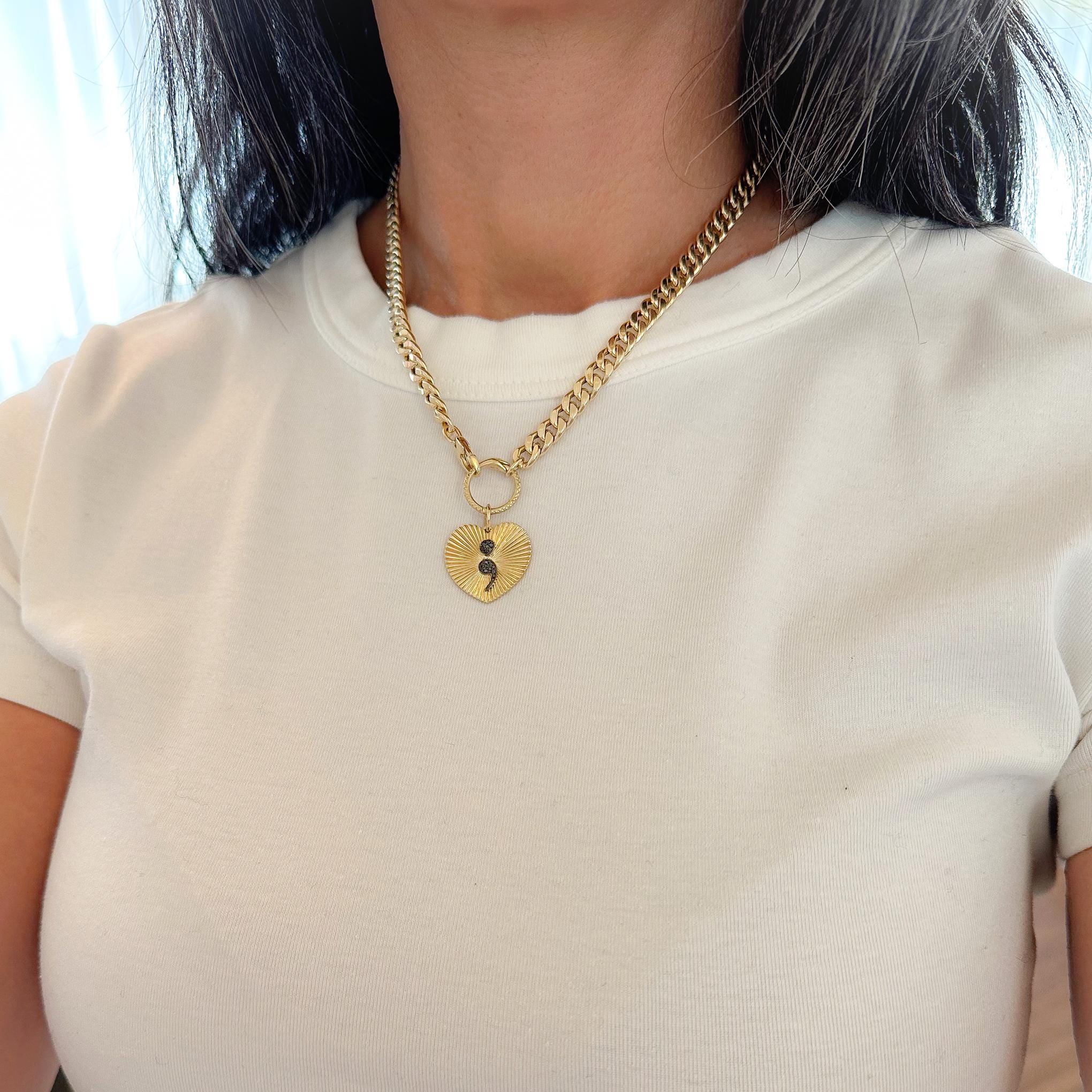 Collana Con Catena Cubana In Vero Oro Massiccio 14 Carati, Collana - Foto 5