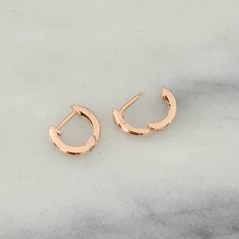 Thick 14K Solid Gold Huggie Hinged Hoop Earring Cuff, 10mm Outer x 6mm Inner Diameter (Cartilage, Helix, & 2nd Hole Piercings) image 5
