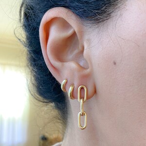 Thick 14K Solid Gold Huggie Hinged Hoop Earring Cuff, 10mm Outer x 6mm Inner Diameter (Cartilage, Helix, & 2nd Hole Piercings) image 3