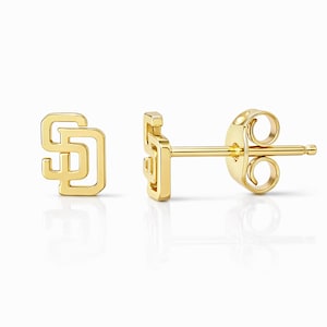 SD 14K Massivgold Ohrstecker (San Diego Logo Ohrstecker) (Einzeln oder Paar; Push, Schraub oder flache Rückseite; Gelb, Weiß oder Roségold)