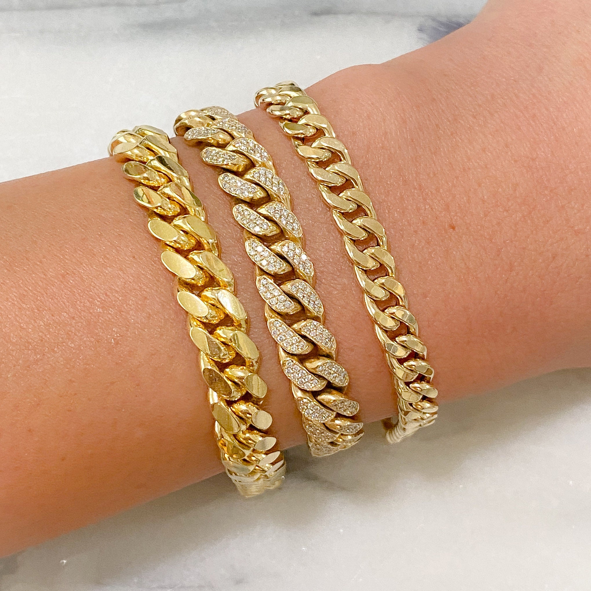 Cuban Link 14K Solid Gold Italian Chain Link Bracelet real Solid Gold 8mm Classic Cuban Chain Layering Bracelet Everyday Charm Bracelets Etsy Canada