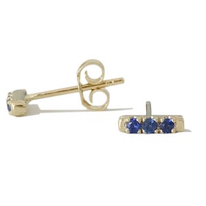 14 kt massief gouden staafoorknop met saffier, maat XS (ideaal voor alle piercings)