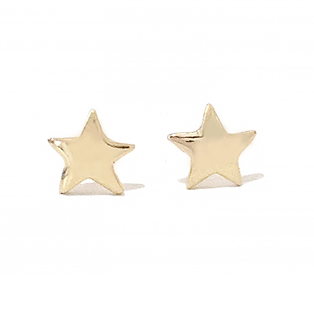 Star 14K Solid Gold Stud Earrings (XS Tiny Dainty Stars