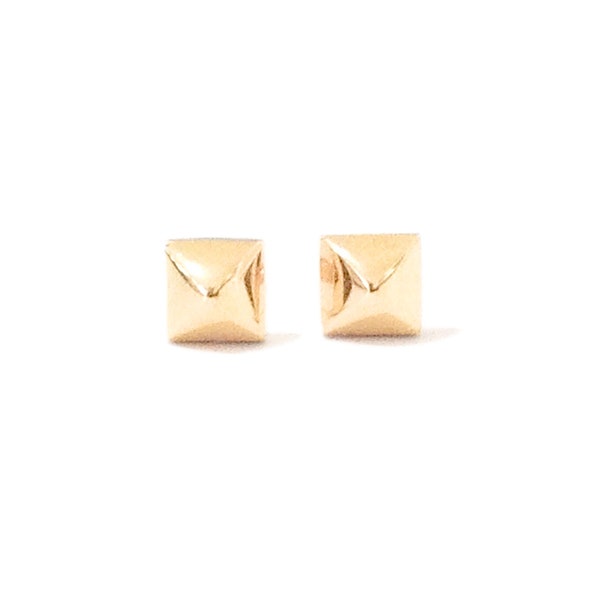 14K Solid Gold Spike Stud Earring, XS Size {Dainty Pyramid Real Gold Spikes ~ Avail Single or Pair with Push or Screw Back Style Backings}