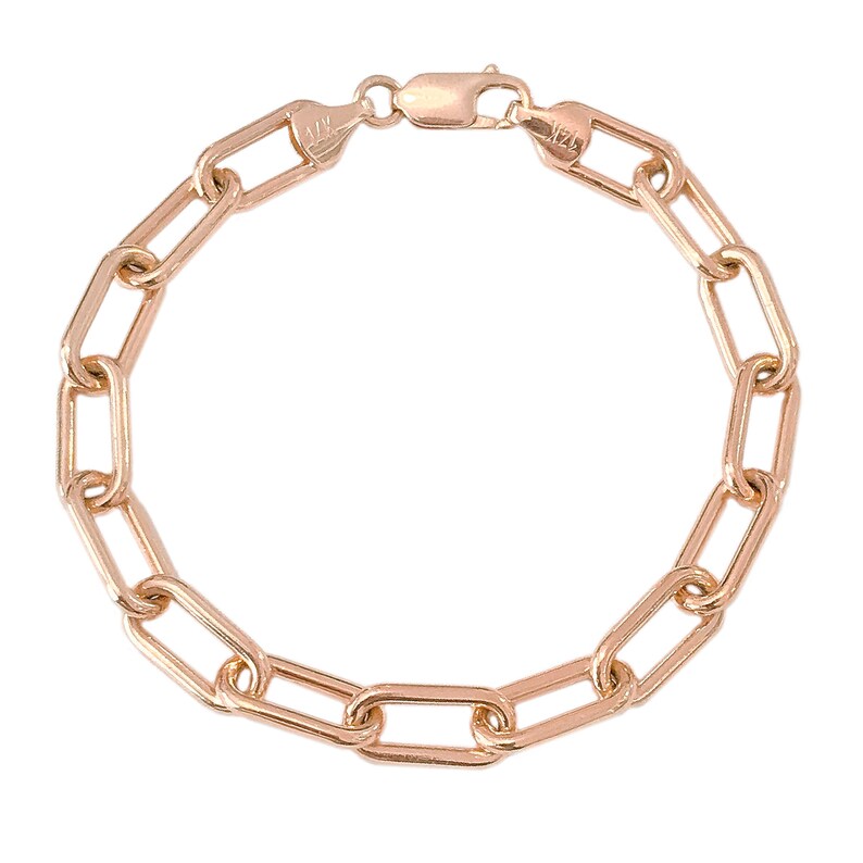 Thick Oval Link 14K Solid Gold Italian Chain Link Bracelet Etsy