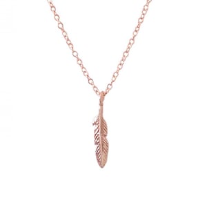 Tiny Feather 14K Solid Gold Charm Pendant Necklace (Dainty Detailed Feathers Charm Pendant Gift Ideas) {Available as a Charm Alone}