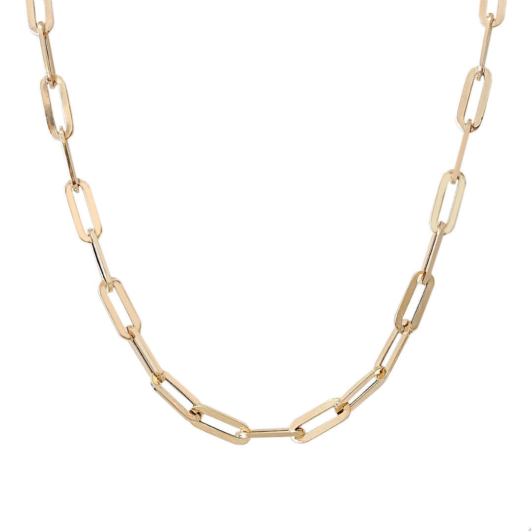 Thick Elongated Flat Oval Link 14K Solid Gold Chain Link - Etsy