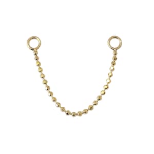 Convertible Dangle Ball Chain 14K Solid Gold Earring Jacket (Front to Back Dainty Ear Charm Accessory for Earrings) {for Multiple Piercings}