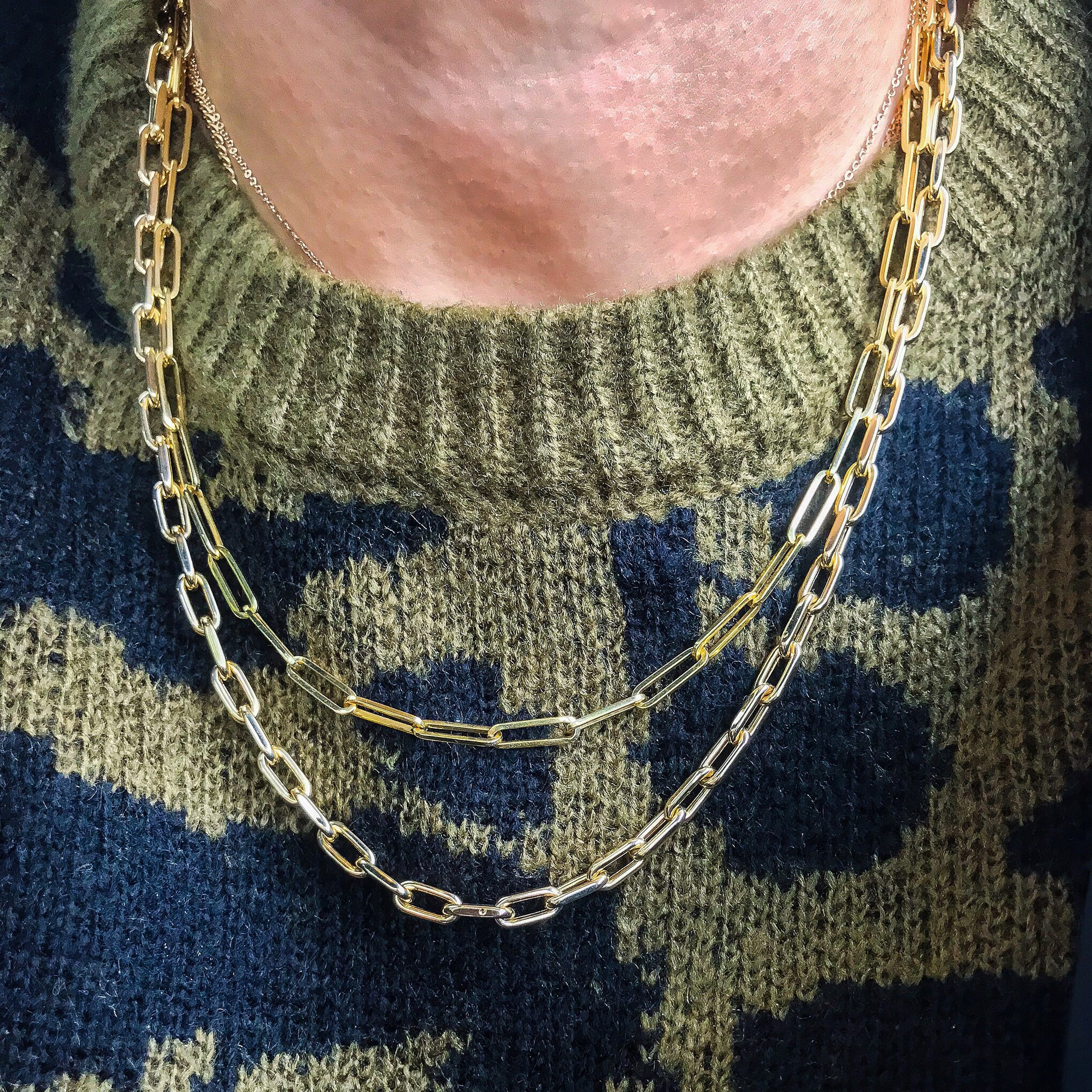 Thick Oval Link 14K Solid Gold Italian 