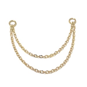 Doppelte Kette 14K Solid Gold Cabrio Baumeln Ohrring Jacke (vorne nach hinten Stil Ohr Anhänger Zubehör) 