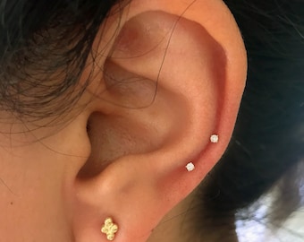 ピアス [Ritamonica] SUGUK Ball Earrings Cluster Ball 14K Solid Gold Stud Earrings (mini Boho Style
