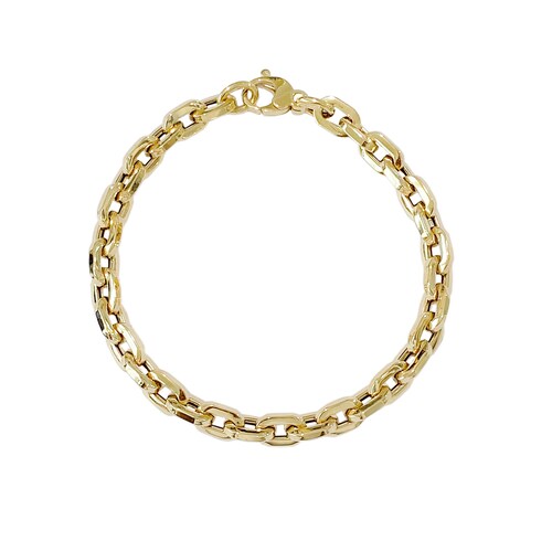 14K Solid Gold Thick Flat Oval Link Rolo Chain Link Necklace - Etsy