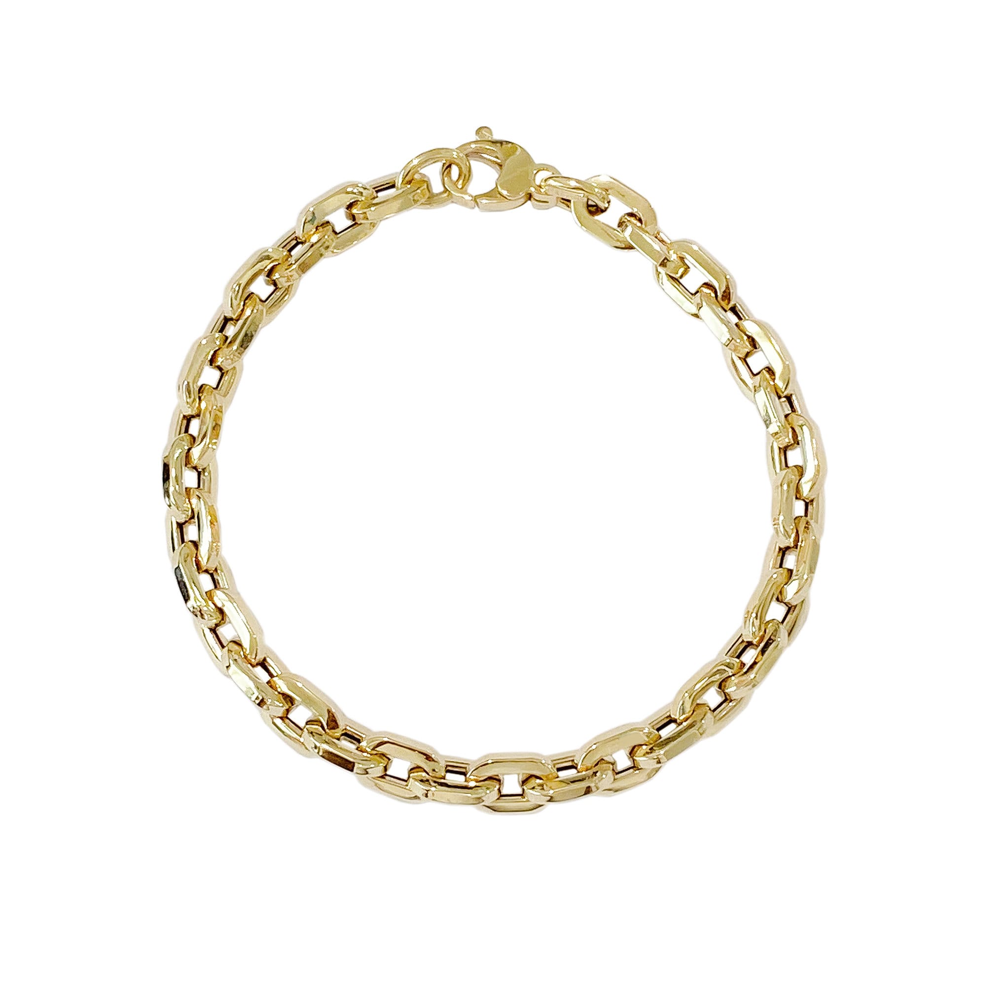 Pulsera Ovalada De Acero Inoxidable Con Cadena De Eslabones Dorados Clásicos Y Simples, Con Cierre De Clip