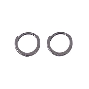 Black 14K Solid Gold Huggie Hinged Hoop Rhodium Plated Earrings {available in 8mm, 9mm, 10mm, 12mm} Body Jewelry, Septum, Helix Piercings