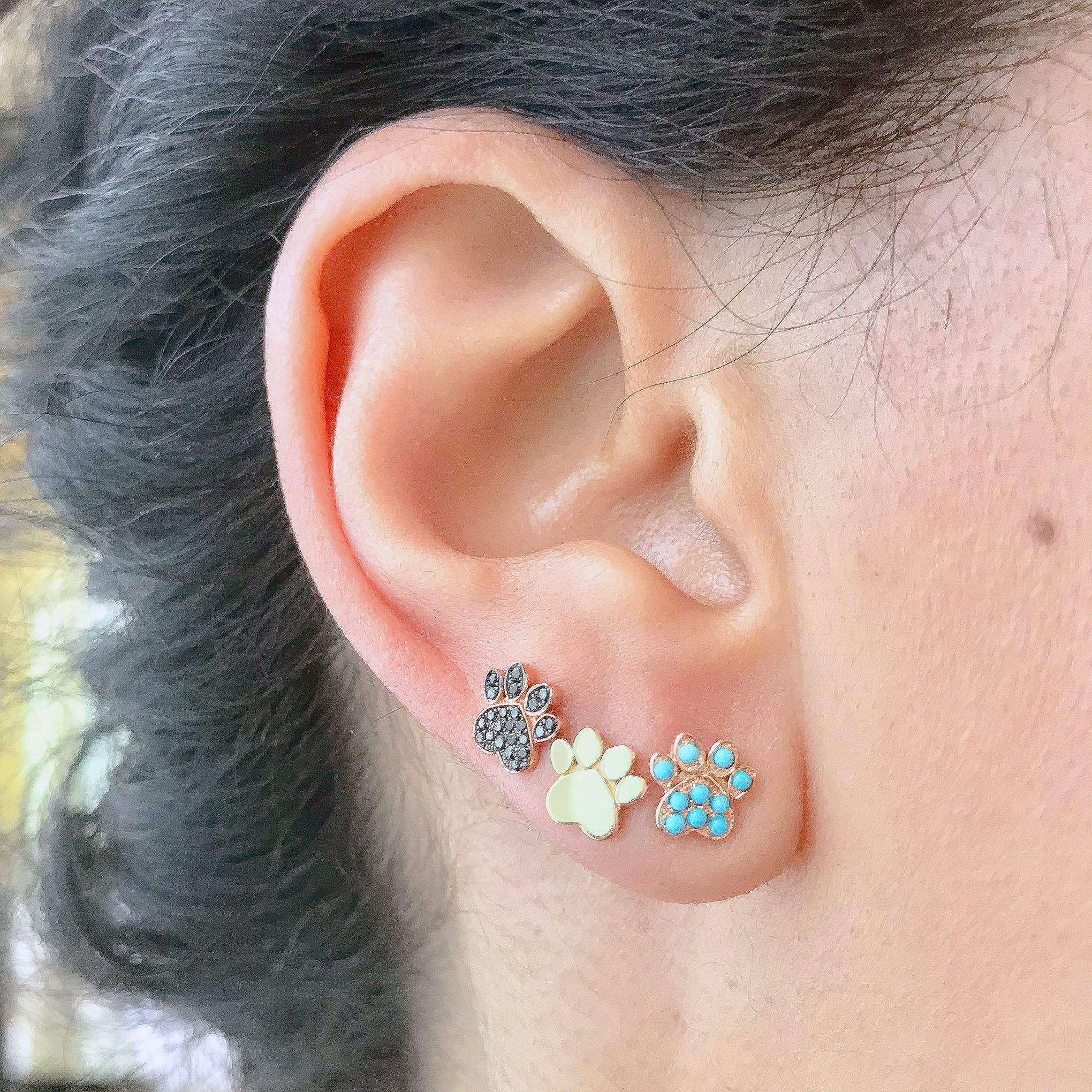 Diamond paw print clearance earrings
