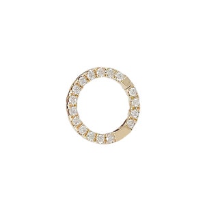 Diamond 14K Solid Gold Round Enhancer Charm Pendant Lock (Real Natural Diamonds Durable Circular Chain Connector Multiple Charm Thick Links)