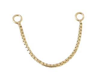 Convertible Dangle Box Chain 14K Solid Gold Earring Jacket (Front to Back Dainty Ear Charm Accessory for Earrings) {for Multiple Piercings}