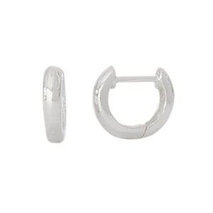 Thick 14K Solid Gold Huggie Hinged Hoop Earring Cuff, 10mm Outer x 6mm Inner Diameter (Cartilage, Helix, & 2nd Hole Piercings) 14K White Gold