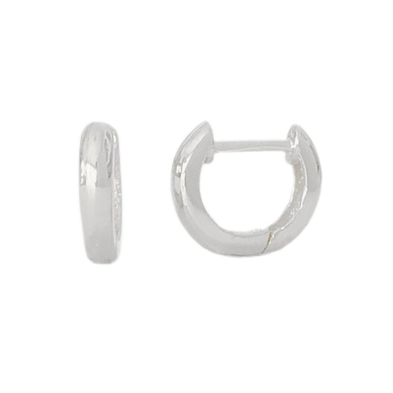 Thick 14K Solid Gold Huggie Hinged Hoop Earring Cuff, 10mm Outer x 6mm Inner Diameter (Cartilage, Helix, & 2nd Hole Piercings) 14K White Gold