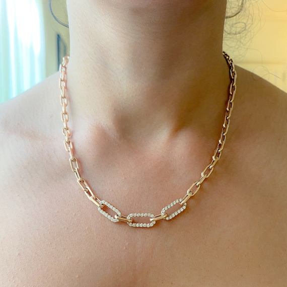 Split Oval Link & Double Thin Chain Necklace of Ofina