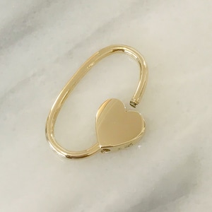 Mosquetón potenciador con cierre de oro macizo de 14 quilates (corazón ovalado para collares, conector con cierre de rosca de oro macizo real de 14 quilates para collares)