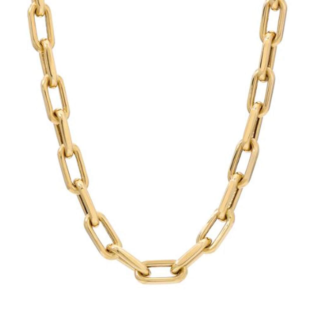 Thick Oval Link 14K Solid Gold Italian Chain Link Necklace, Large