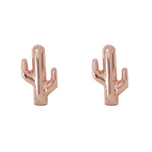 Cactus 14 kt massief gouden oorknopjes (3D-gedetailleerde massieve Saguaro-cactussenbedel ~ enkele of paar studs met druk- of schroefachterkant)