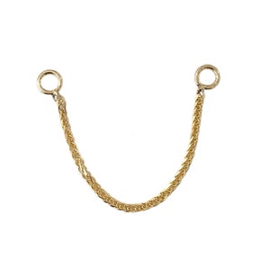 Convertible Dangle Wheat Chain 14K Solid Gold Earring Jacket (Front to Back Dainty Ear Charm Accessory for Earrings){for Multiple Piercings}