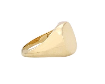 14K Solid Gold Smiley Face Signet Ring {unique Happy Face