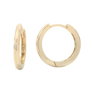 Orecchini a cerchio con cerniera Huggie in oro massiccio 14K, taglia XL, da 15 mm (5/8") (per piercing ai lobi delle orecchie, alla cartilagine, alla conca, all'elica) disponibili in coppia o a cerchio singolo