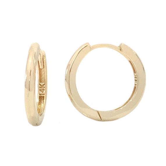 15mm 5 8 Xl Size 14k Solid Gold Huggie Hinged Hoop Etsy