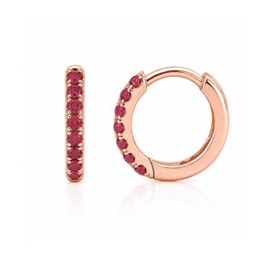 Ruby 14K Solid Gold Huggie Hinged Hoop Earring, 9mm Outer x 6mm Inner Diameter ~ Small Size (for Helix Cartilage Cuff Piercings) 3/8"