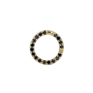 Black Diamond 14K Solid Gold Round Enhancer Charm Pendant Lock (Natural Diamonds Durable Circular Chain Connector Multiple Charm Thick Link)