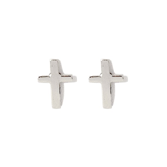 Solid 14k Yellow Gold Cross Screw Back Stud Earrings 6mm x 4mm Unisex