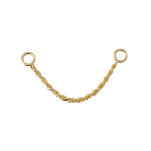 Convertible Dangle Braided Rope Chain 14K Solid Gold Earring Jacket (Front to Back Dainty Ear Charm Accessory for Earrings)
