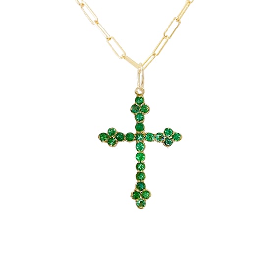 Gold cross with sale emeralds