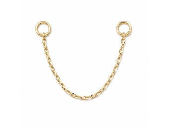 14K Solid Gold Chain Earring Jacket: Dainty Convertible Ear Charm Accessory in Real 14K Yellow, White or Rose Gold
