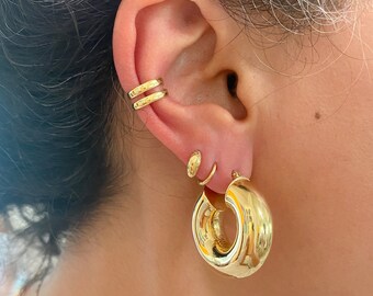 WOWORAMA Orecchini A Cerchio Huggie Convertibili A Forma Di Stella, Oro, Con Zirconi, Paffuti E Di Tendenza Per Donna