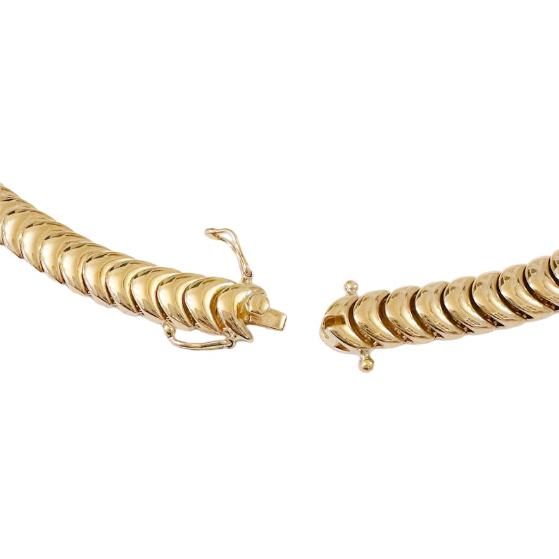 Dickes, flaches Luna-Gliederarmband aus 14K-Massivgold mit italienischen Kettengliedern halbmondförmige Glieder, klassisches Kettenarmband, Armbänder für den Alltag Bild 9
