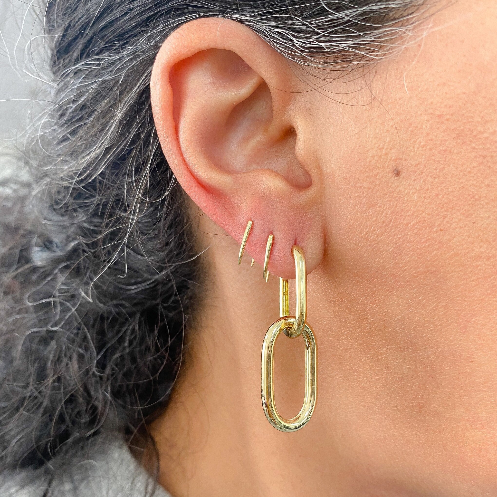 Thick oval hoop earrings best sale