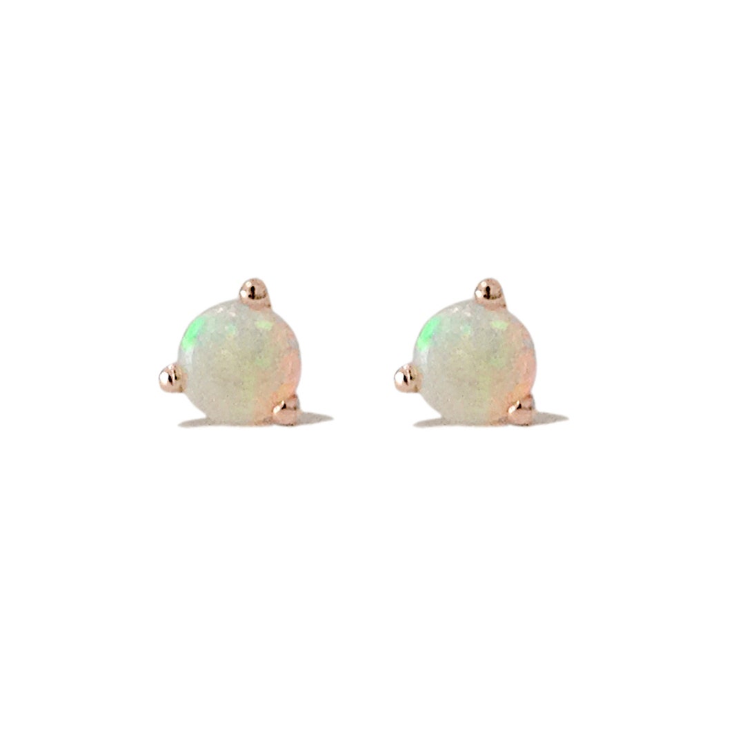 Opal Cabochon 14K Solid Gold Setting Stud Earring 3mm - Etsy