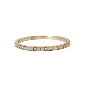 Diamond 14K Solid Gold Eternity Band Full Micro Pavé Ring stackable ...