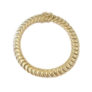 Dickes, flaches Luna-Gliederarmband aus 14K-Massivgold mit italienischen Kettengliedern halbmondförmige Glieder, klassisches Kettenarmband, Armbänder für den Alltag Bild 1