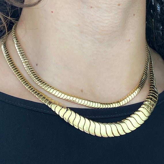 Cobra | Gold Large Herrinbgone chain necklace | wellDunn jewelry
